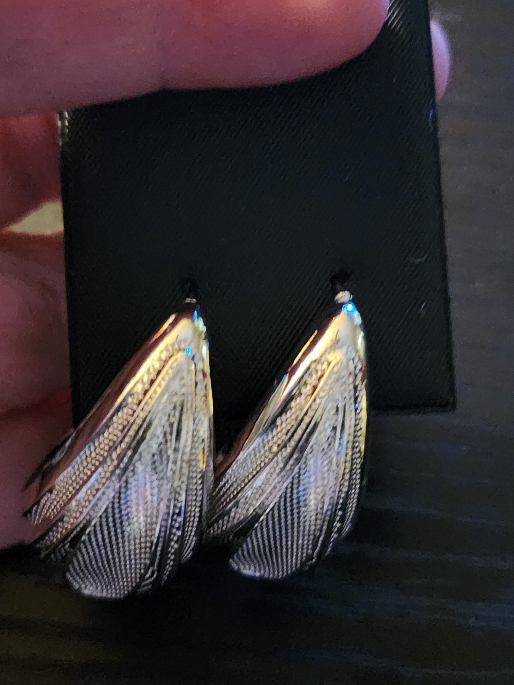 Elegant Silver-Tone Feather Drop Earrings - Women's Jewelry
